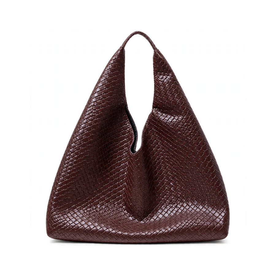 Women's Braided Faux Leather Tote Bag - Brown Large Hobo Shoulder Handbag for Everyday Carry