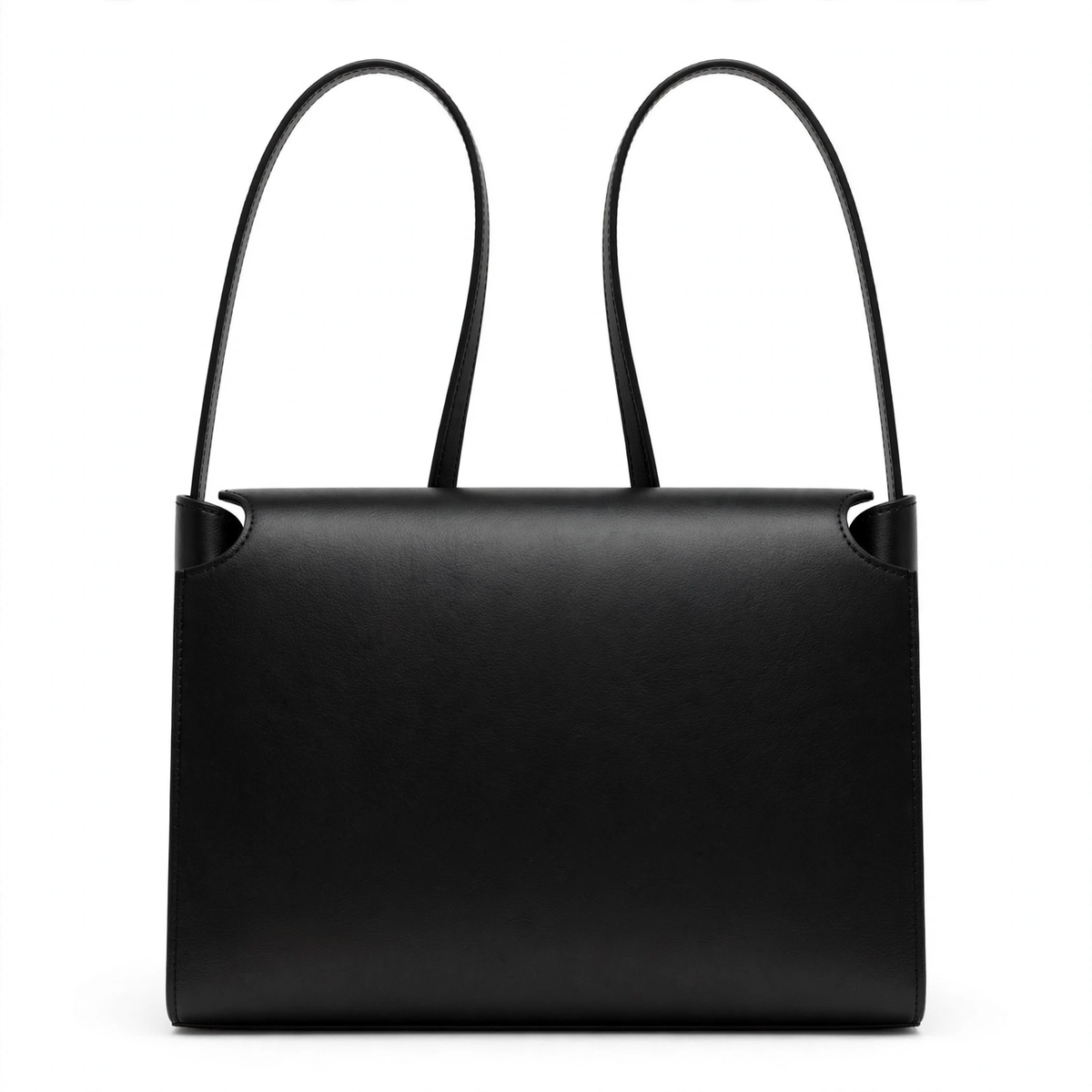 Black leather top-handle shoulder bag - view 1