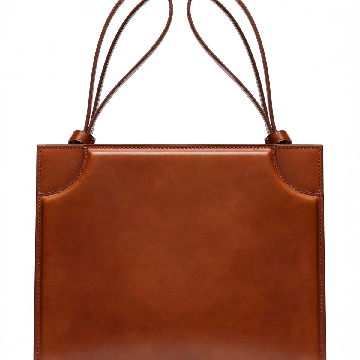Brown leather top-handle shoulder bag - view 1