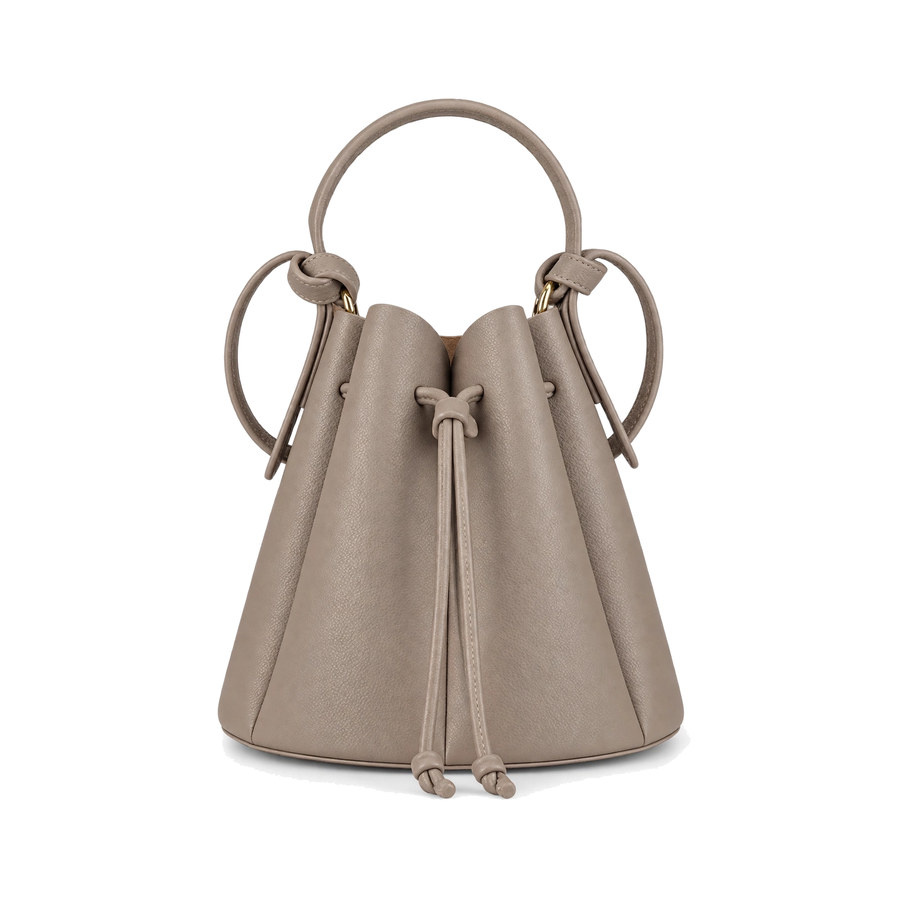 Women's Petal Bucket Bag – PU Leather Drawstring Crossbody Shoulder Handbag, Gray